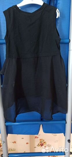 Майка удлиненная с шифоновой вставкой