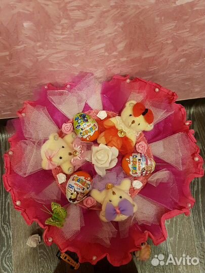 Букет из мягких игрушек с киндер 32