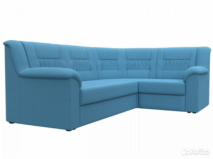 Диван угловой Карелия правый угол, рогожка, амур голубой