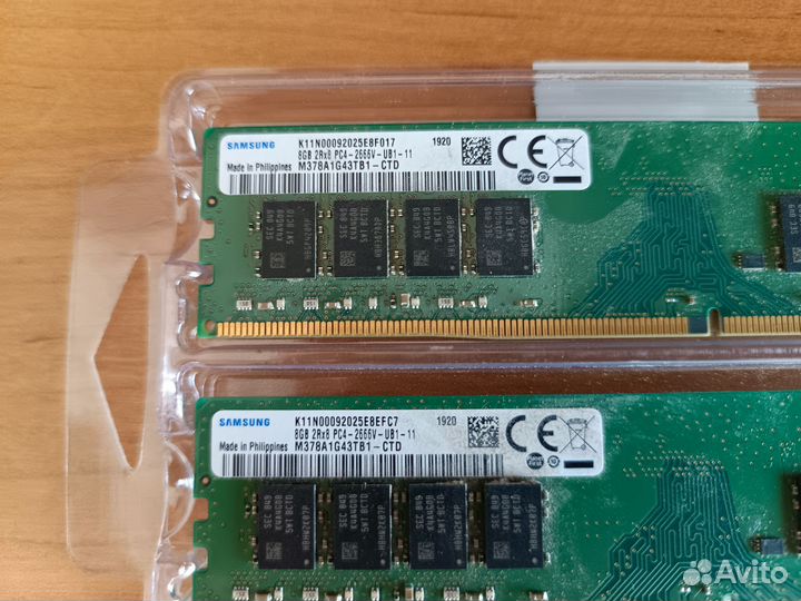 Оперативная память ddr4 16gb(8гб*2шт) 2666 Samsung