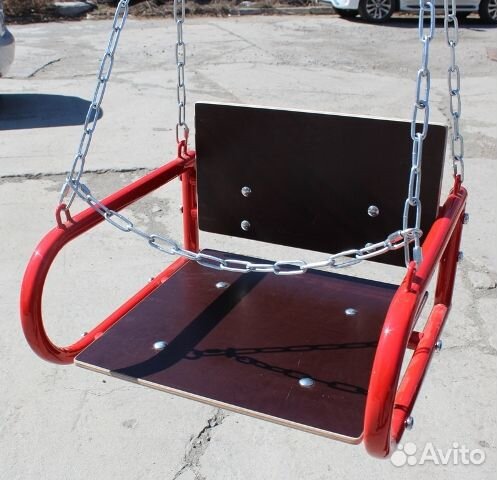 Качели детские уличные подвес на цепи со спинкой