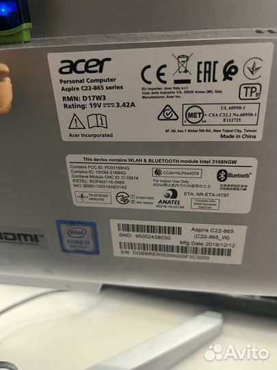 Моноблок acer c22 -865