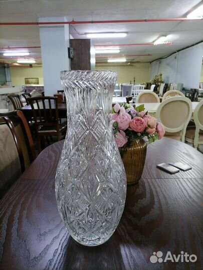 Ваза цветочная хрустальная 40см, винтаж