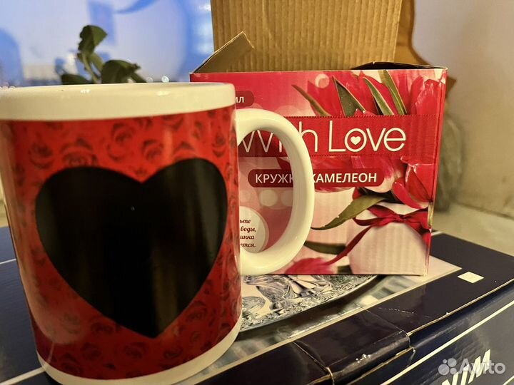 Хамелеон кружка сердце