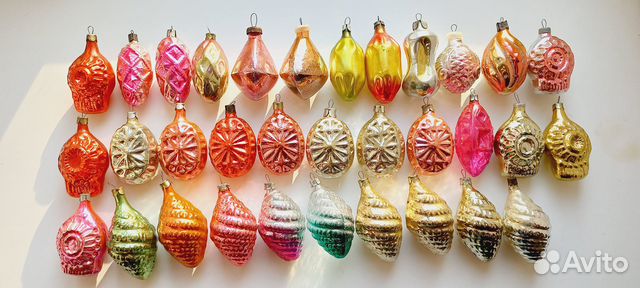Подвески овальные рельфные елочные игрушки СССР