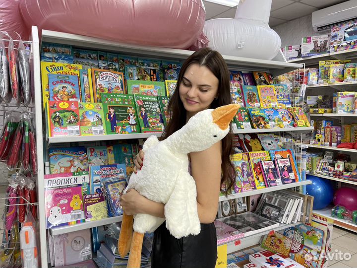 Плюшевая мягкая игрушка утка гусь подушка утя