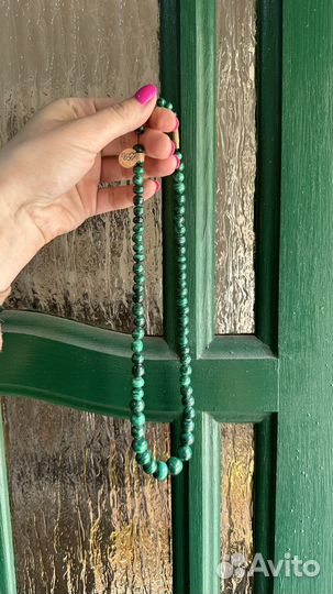 Бусы зеленые из натурального малахита