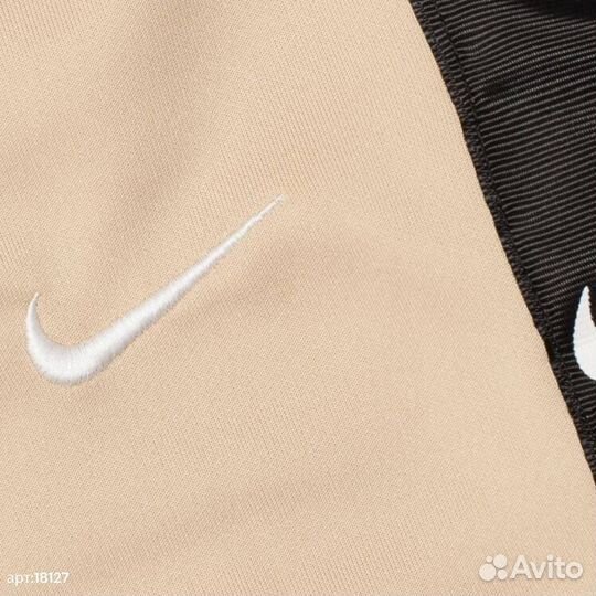 Спортивные штаны nike бежевые С карманами на флисе