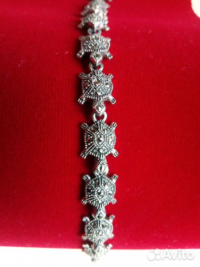 Серебряный браслет с марказитами и серьги