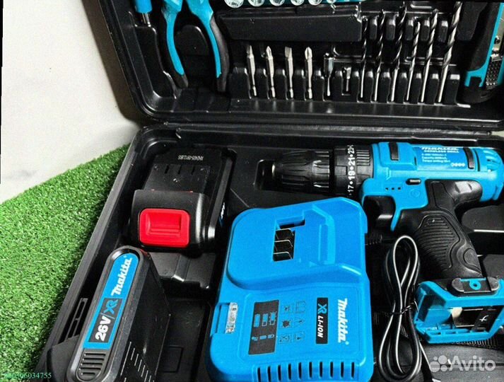 Шуруповерт Makita 26V с набором инструментов (Арт