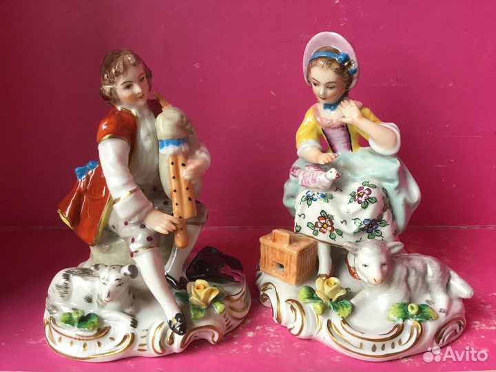 1910 год Зитцендорф Германия Парные Статуэтки Sitz