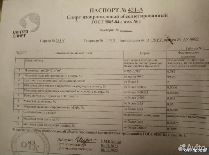 Изопропиловый спирт