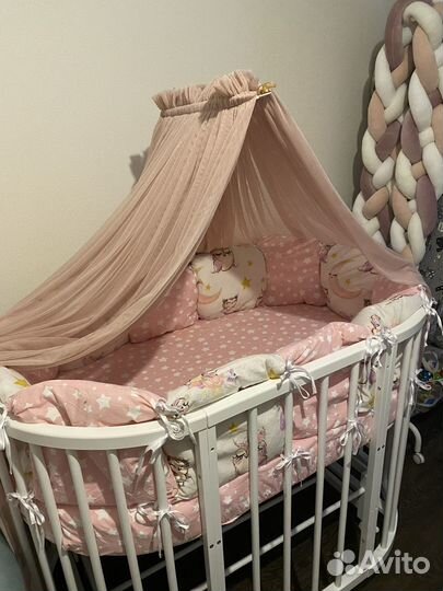 Балдахин в детскую кроватку пудровый