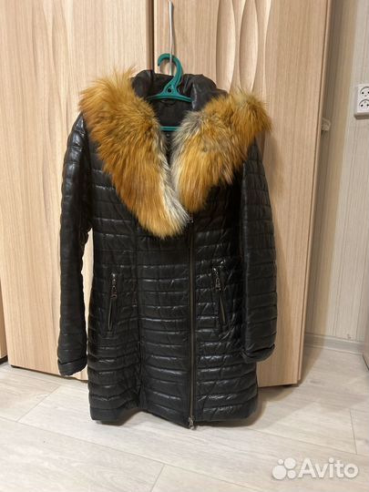 Кожаная куртка зимняя женская с натуральным мехом