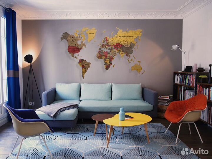 Карта мира из дерева Монтеверде Калининград