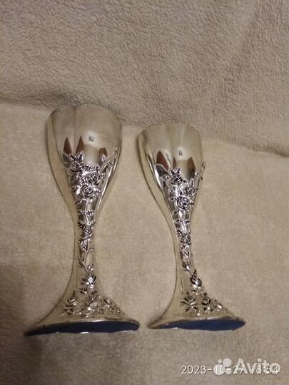 Металлические бокалы свадебные 2шт набор