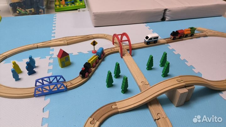 Деревянная Железная дорога + паровозики Икеа