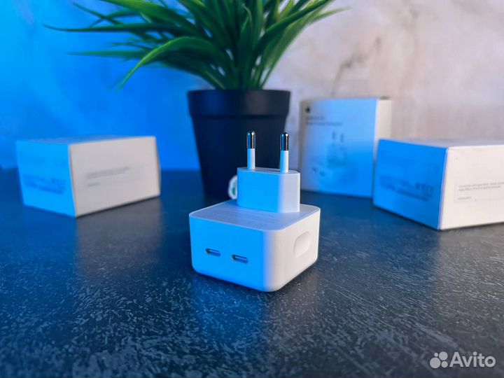 Адаптер Type-C + Type-C (2 выхода) 35W 