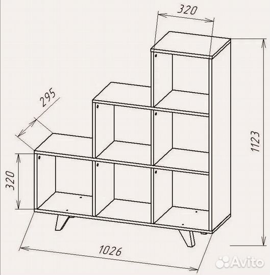 Стеллаж белый, 102,6х29,5х112,3