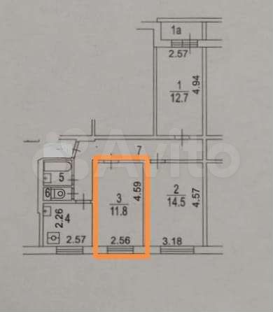 Комната 11,8 м² в 3-к., 5/9 эт.