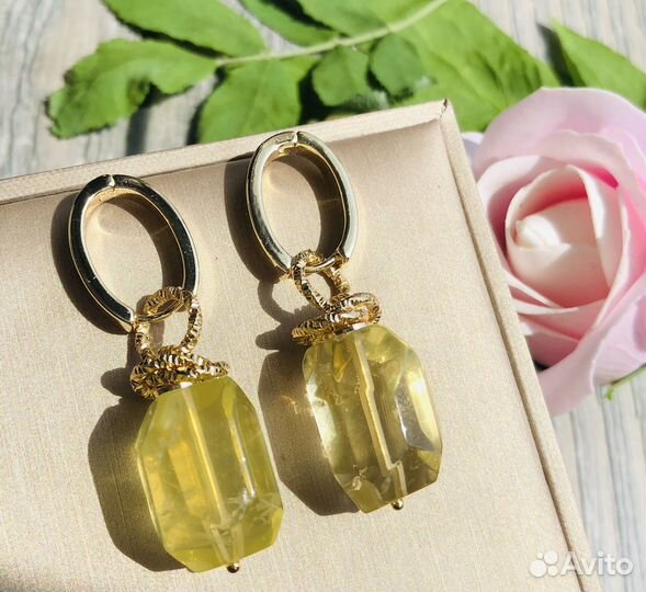 Серьги с цитрином