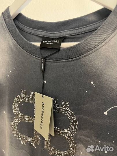 Balenciaga футболка со стразами (топ 2024)