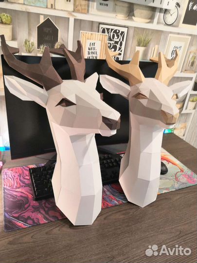 Полигональный олень - фигура из бумаги papercraft
