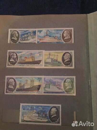 Альбом с марками ссср(корабли) 77 штук