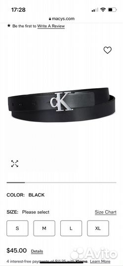 Ремень calvin klein оригинал натуральная кожа М