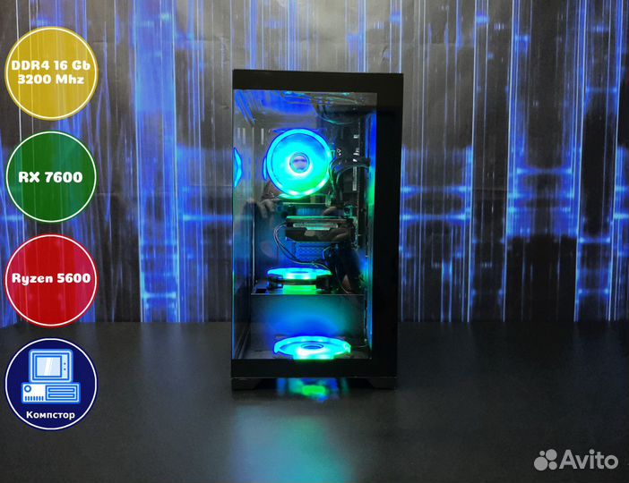 Сборка пк 4к AMD5600-RX7600-16DDR4-EYT50768934-A520