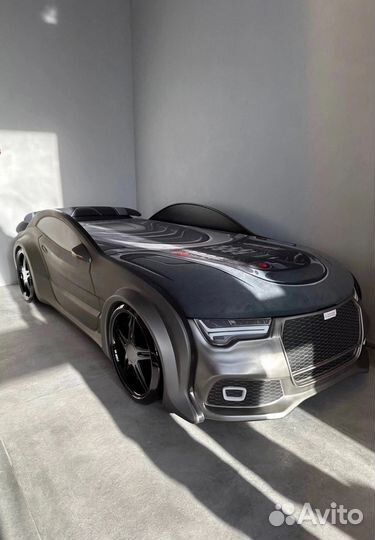 Детская кровать-машина графит