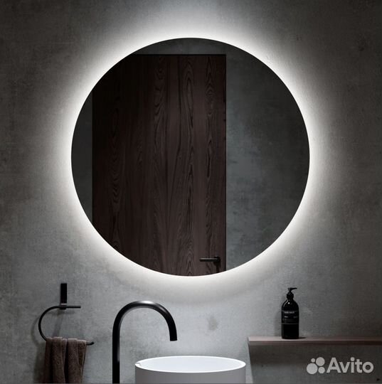 Круглое зеркало 70 см с подсветкой (вкл взмахом)