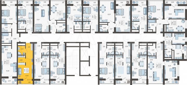 Квартира-студия, 22,9 м², 6/19 эт.