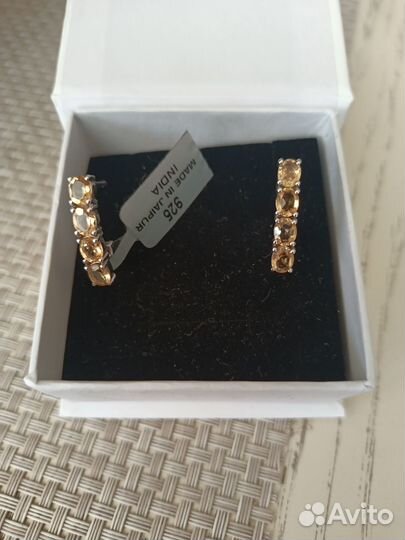 Серьги серебро цитрин