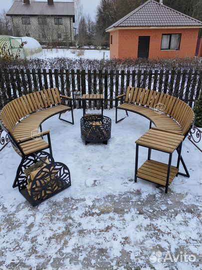 Очаговая зона, очаг для костра, очаг, мебель лавки