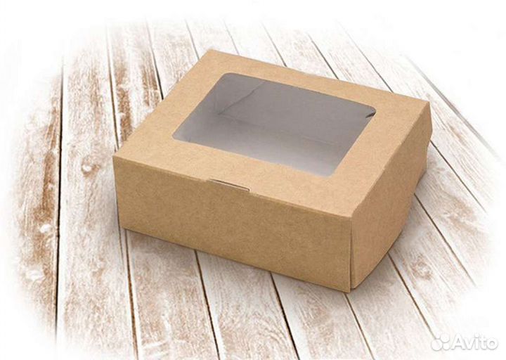 Крафтовые коробки с окном 300 мл