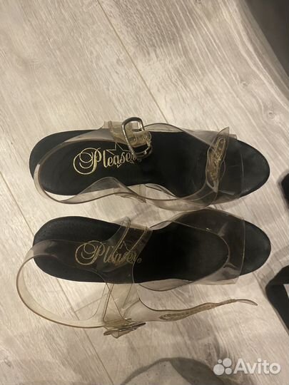 Стрипы тройки pleaser 35 36 босоножки светящиеся