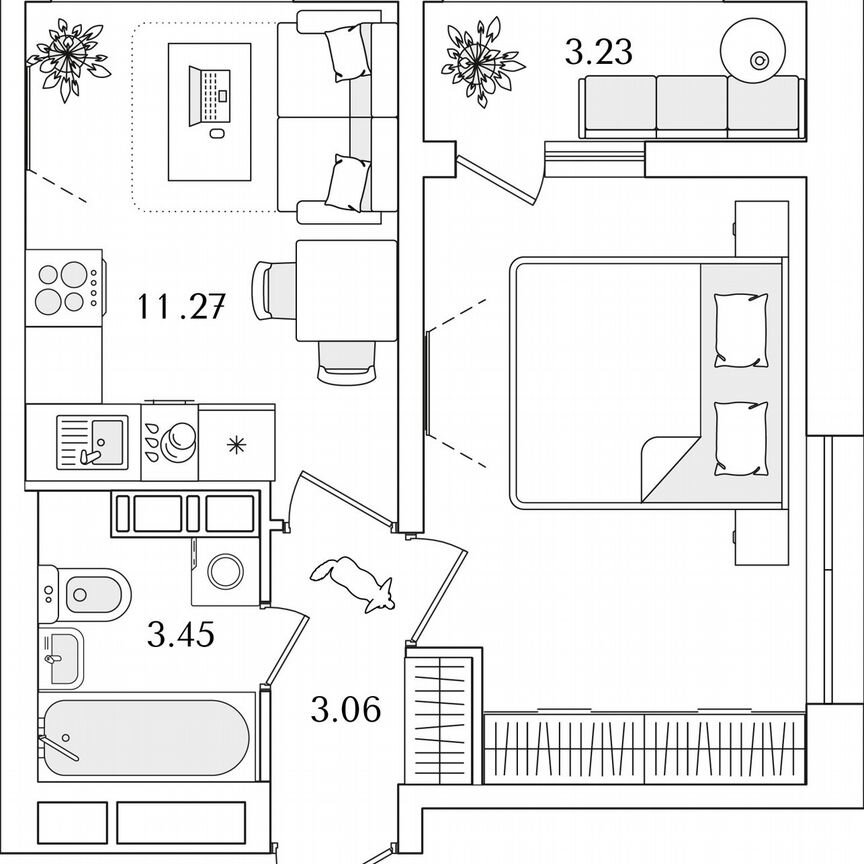 1-к. квартира, 33,2 м², 17/22 эт.