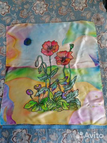 Шёлковый платок, 65 см, ручная роспись