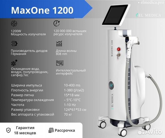 Диодный лазер MaxOne 1200W + длина волны 808 H