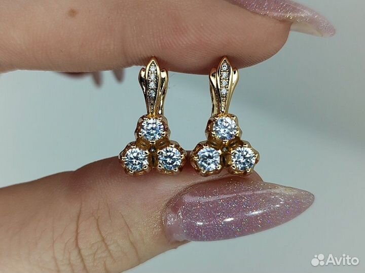 Серьги тюльпан, под бриллианты, классика