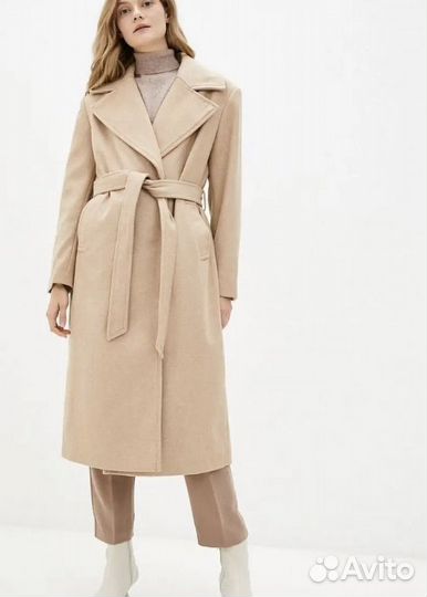 Пальто бежевое с поясом как mango