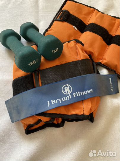 Утяжелители 2 кг, гантели 1кг, спортивная резинка