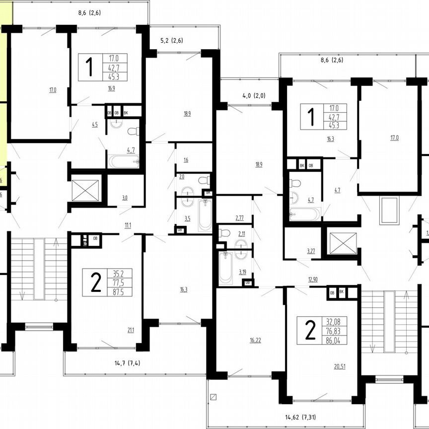 2-к. квартира, 67 м², 4/4 эт.