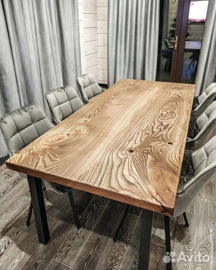 Стол из слэбов вяза лофт