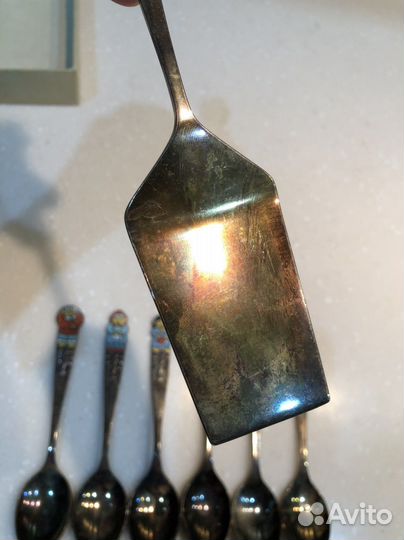 Набор ложек мельхиор,позолота,серебро Репка, СССР