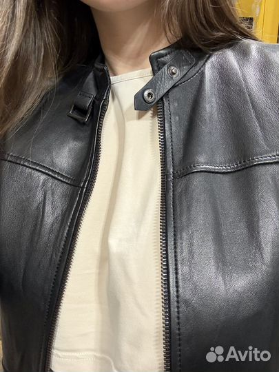 Кожаная куртка натуральная massimo dutti