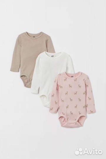 H&m комплект боди 3 шт для девочки новые 86