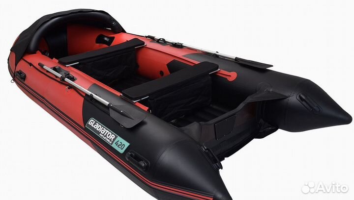 Надувная лодка gladiator E420PRO черный/красный