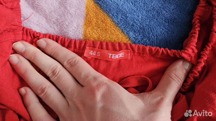 Сарафан женский красный, рукава фонарики